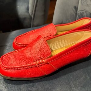 Timberland Red Leather Slip-On Loafers